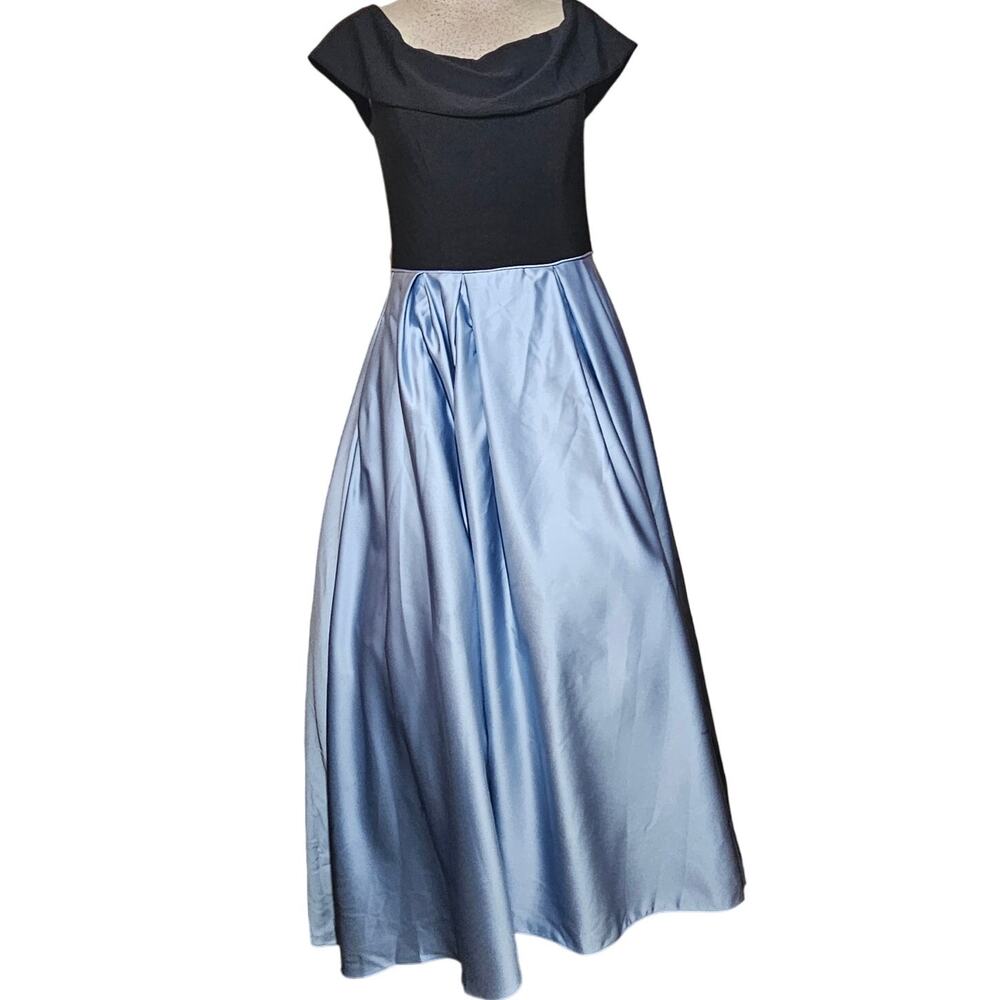 Betsy & Adam Black and Blue Maxi Dress